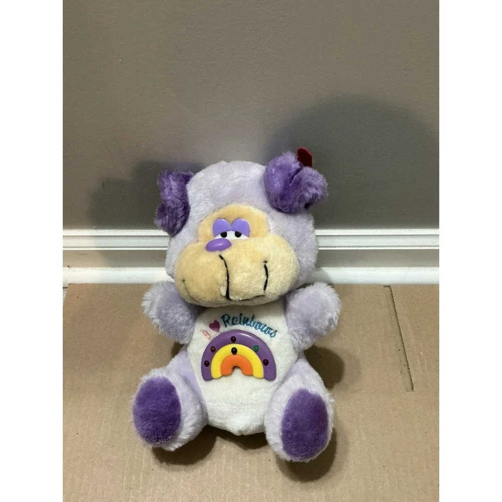 Vintage Musical Lite-Ups Plush Purple Dog Rainbow DanDee Working